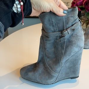 Geox Boots  Grey suede wedge heel ankle boots